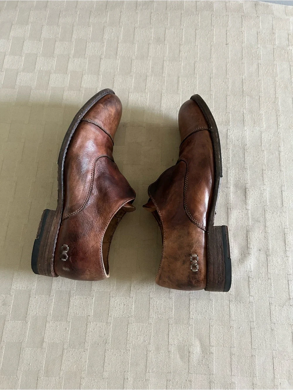 Bed Stu Thorn Cap Toe Laceless Slip On Leather Cobbler Oxfords